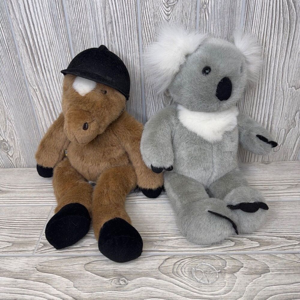 Vintage Build-A-Bear Workshop Lot of 2 Gray Koala & Brown Horse 1997 EUC Retired